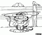 Garfield cowboy obracając lasso nad głową