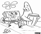 Przyjaciele SpongeBob i Patryk z instrumentów muzycznych: gitar i bębna basowego