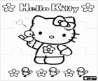 Puzzle z Hello Kitty z kwiatów i ptaków