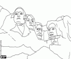 Kolosalne popiersia prezydentów Waszyngtona, Jeffersona, Roosevelta i Lincolna wyryte w granitowej góry, Mount Rushmore National Memorial w Dakocie Południowej