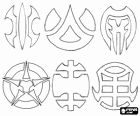 Bakugan Symbole: Aquos, Pyrus, Darkus, Haos, Subterra, Ventus
