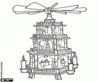 Boże Narodzenie w Pyramid tradycja w Niemczech i Czechach. Małe drewniane śmigło z karuzeli, która obraca się pod wpływem ciepła świec, ozdobione motywy bożonarodzeniowe