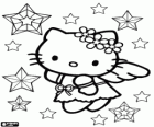 Hello Kitty jest anioł Bożego Narodzenia wśród gwiazd