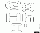 Litery G, H i I z alfabetu bubble