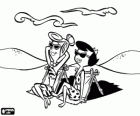 Wilma Flintstone i opalania Tłuczeń Betty na plaży