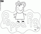 Kolorowanka z logiem Peppa Pig, najbardziej znanych Świnka