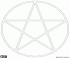 Pentakl, pentagram w okręgu. Symbol Wicca religii, gwiazda pięcioramienna
