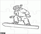 Śnieg sport Puzzle. Puzzle Snowboarder w skok