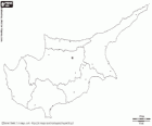 Mapa Republiki Cypru, wyspa na Morzu Śródziemnym, na południe od Turcji