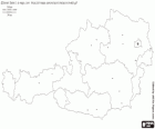 Mapa Republiki Austrii. Kraju, który graniczy z Niemcy, Czechy, Słowacja, Węgry, Słowenia, Włochy, Szwajcaria i Liechtenstein