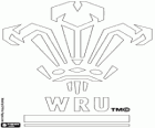 Logo drużyny narodowej rugby Walii, czerwone smoki. Godło, Książę Walii piór