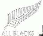 Logo Nowej Zelandii national rugby drużyny, All Blacks. Godło, srebrny paproci