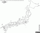 Mapa w Japonii. Stolica: Tokio. Kraj Azji Wschodniej, archipelag z czterech głównych wysp i innych 6.848 małych wysp