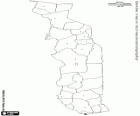 Mapa Togo, Republikę Togijską. Stolica: z Lomé. Kraj w Afryce Subsaharyjskiej z wybrzeża Zatoki Gwinejskiej