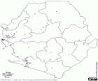 Mapa Republiki Sierra Leone. Stolica: Freetown. Kraj w Afryce Zachodniej wybrzeży Oceanu Atlantyckiego