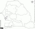Mapa Republiki Senegalu. Stolica: Dakar. Kraj w Afryce Zachodniej z wybrzeża Oceanu Atlantyckiego