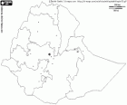 Mapa Etiopia, Federalnej Demokratycznej Republiki Etiopii. Stolica: Addis Abeba. Krajów rogu Afryki, bez ujścia do morza