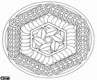 Okólnik mandali z sześciokątów tworzą pierścienie i liści