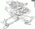 Goku super sayajin 2. Goku rzuca Kamehameha atak