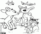 Renifery Rudolph i Clarice ze zwierząt w lesie