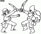 Dwóch piratów walczących w bitwie