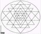 Puzzle z Mandali Yantra wykonane z sekwencji trójkąty