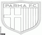 Parma FC logo. Klub piłkarski z siedzibą w Parmie, miasta z regionu Emilia-Romania