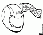 Słowo Racing i kask