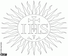 Monogram imienia Jezusa Chrystusa, litery IHS w słońce. Symbol chrześcijaństwa