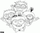 Grupa Minionki. Minionki są małe żółte stworzeń, którzy zawsze chcą służyć bardziej zła złoczyńcy