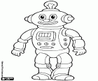 Zabawny obcych robot, znak który jest częścią świata fantasy