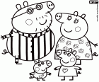 Rodzina Świnka Peppa z ich pidżamy: Tata Świnka, Mama Świnka, Świnka Peppa i George