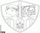Logo Athletic Club Ajaccio, AC Ajaccio lub Athletic Club Aiacciu, w Język korsykański, klub piłkarski w mieście Ajaccio, stolicy Korsyki