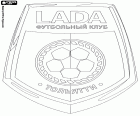 Logo Łada Togliatti, klub piłkarski z siedzibą w mieście Tolyatti lub Togliatti, miasto w obwodzie Samara, w południowo-wschodniej części Rosji Europejskiej. Futbolnyj Kłub Lada Toljatti, Rosyjski oryginalna nazwa transliteracji
