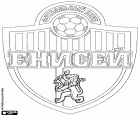 Logo z FK Jenisej Krasnojarsk, klub piłkarski z siedzibą w Krasnojarsku, miasta w regionie wschodniej Syberii i stolicy kraju Krasnojarskiego. Futbolny Klub Yenisey Krasnoyarsk, Rosyjski oryginalna nazwa transliteracji