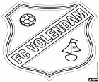 Tarcza z FC Volendam, klub piłkarski z siedzibą w mieście Volendam, miasto portowe w północno-zachodniej Holandii, w prowincji Noord-Holland. Volendam jest atrakcją turystyczną, wraz z Edam, pobliskie miasto słynie z jego ser