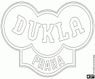Logo z Dukli Praga, Fotbalový Klub Dukla Praha, klub piłkarski z siedzibą w dzielnicy Dejvice, dzielnica w centrum Pragi, stolicy Republiki Czeskiej