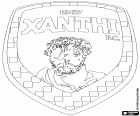 Logo Athlitikos Omilos Xanthi, klub piłkarski z siedzibą w mieście Xánthi, miasta w regionie Macedonia Wschodnia i Tracja, w północno-wschodniej części Grecji