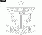 Emblemat z KKS Lech Poznań, Kolejowy Klub Sportowy Lech Poznań SA, klub piłkarski z siedzibą w Poznaniu, Miasto nad rzeką Varta w wielkopolskim i stolicą Województwo wielkopolskie. Poznań jest jednym z najstarszych miast w kraju