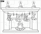 Puzzle z pięknym kominkiem urządzony na obchodach Święta Bożego Narodzenia
