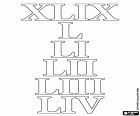 W niniejszym edukacyjne o rzymski system liczbowy Roman numery, 49, 50, 51, 52, 53, 54