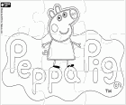 Puzzle do koloru, wyciąć i grać z logiem najsłynniejszych Świnka Peppa Pig