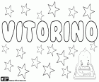 Vitorino, imię dla chłopca w języku portugalskim, wariant Vitor. Również mężczyzna nazwa w języku hiszpańskim, wariant Victorio i Victorino