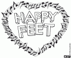 Logo Happy Feet wewnątrz pięciolinia w kształcie serca z nuty