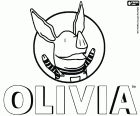Logo Olivia z szczęśliwy twarz świnka, główny bohaterka stworzony przez Ian Falconer