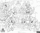 Kucyki Equestria ich pierwszym festiwalu przyjaźni. Twilight z Spike smoka i jej przyjaciele, Pinkie Pie, Rainbow Dash, Rarity, Applejack i Fluttershy