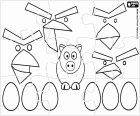 Puzzle gra wideo Angry Birds. Zły ptaki, jaja i świnie