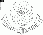 Logo gruzińskiego Narodowego zespołu rugby, znanego jako Lelos i Borjgalosnebi, co oznacza ludzi z Borjgali. Borjgali – gruziński symbol słońca i oficjalny symbol Gruzji