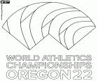 Logo Mistrzostw Świata w Lekkoatletyce 2022 organizowanych przez IAAF, które odbędą się w Eugene, Oregon, USA, od 15 do 24 lipca 2022 r.