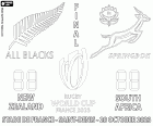 Nowozelandzcy All Blacks i Sprinboks z RPA, finał Pucharu Świata w Rugby 2023, Stade de France, Saint-Denis, Francja, 28 października 2023